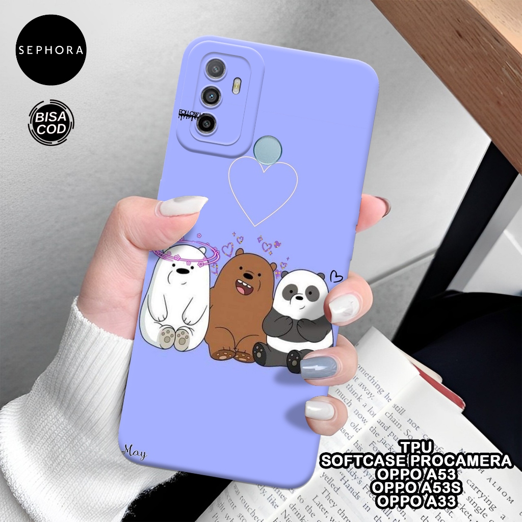 Softcase OPPO A53/A53s/A33 Terbaru - Fashion Case Bear - Case OPPO A53/A53s/A33 - Case Pro Camera - 
