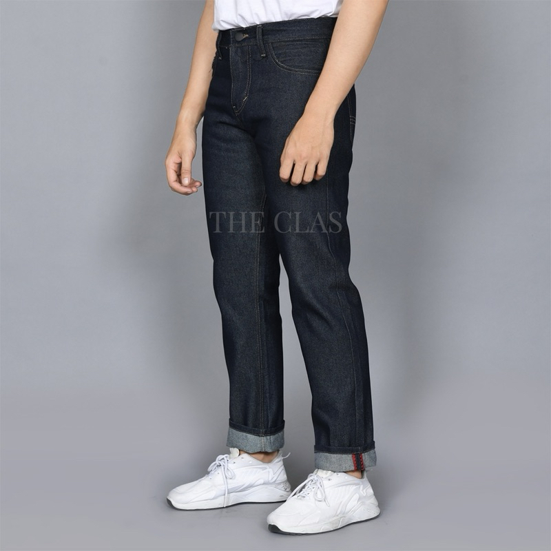 DENIM KERAS - CELANA JEANS PRIA RAW DENIM SELVEDGE ACCENT SHELSTICK ZIGZAG BLACK INDIGO BLUE INDIGO 