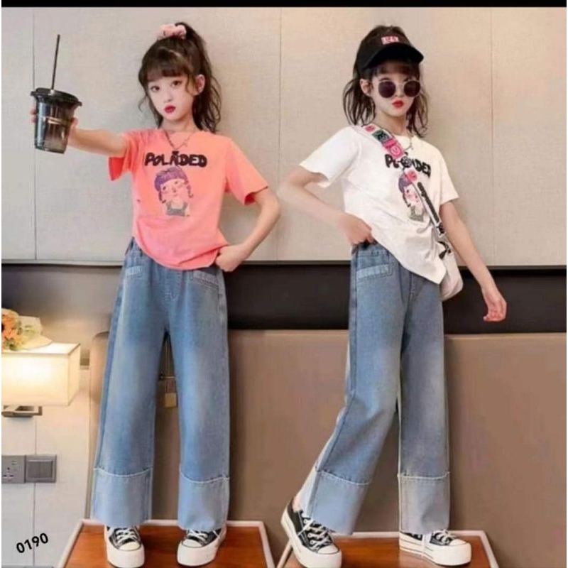 Setelan Celana jeans Kulot Polnded Anak Cewek import premium