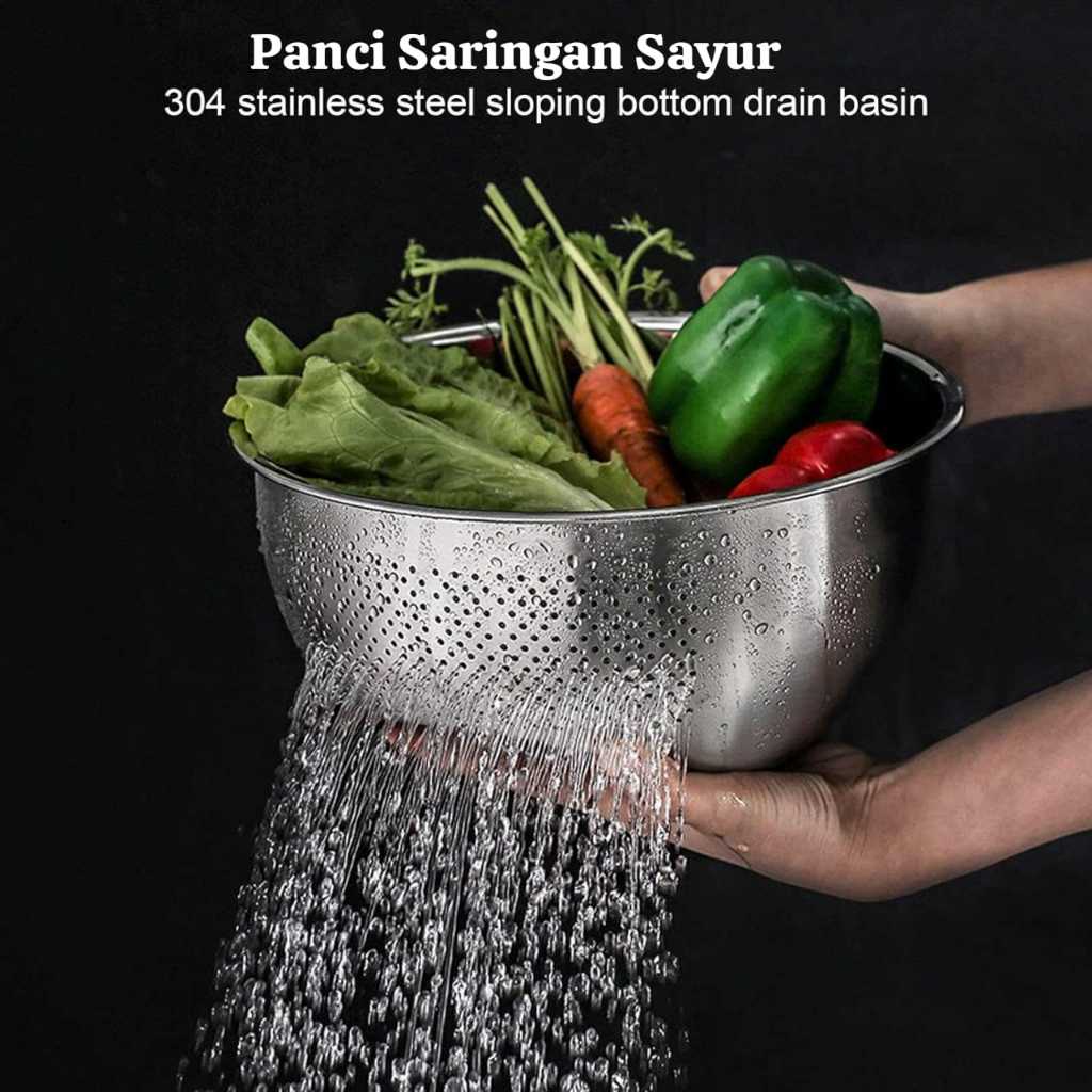 PANCI BASKOM CUCI SARINGAN SAYUR BUAH PANCI SARINGAN SAYUR BUAH STAINLESS STEEL DRAIN BASKET
