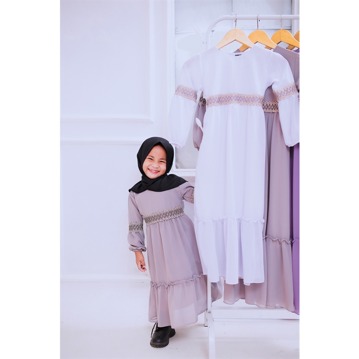 Gamis Syabil Syar'i Baju Anak Perempuan / Gamis Ceruty Babydoll Mix Hyget / Gamis Tanggung Renda/ Ba
