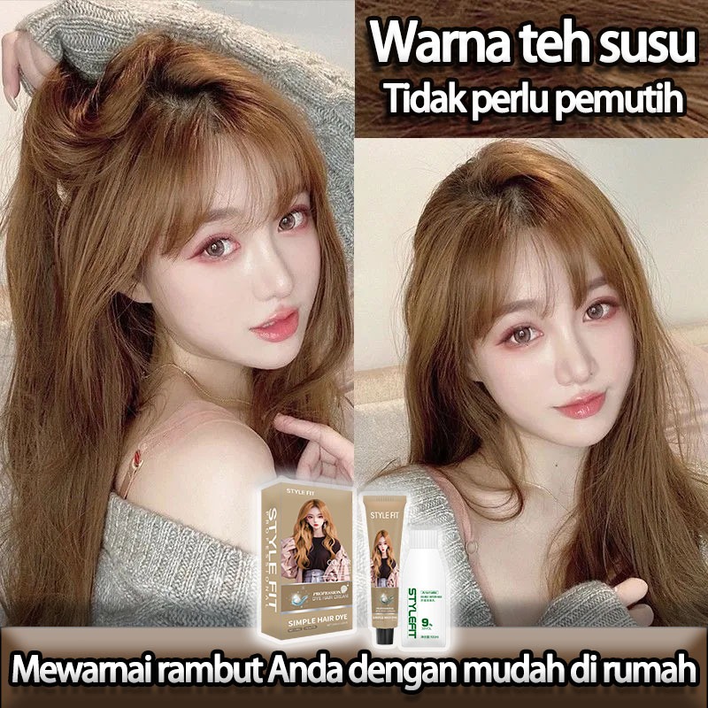 [The most popular hair dye in 2024] STYLE FIT milk tea ash hair color*200ml Tidak perlu pemutih, pew