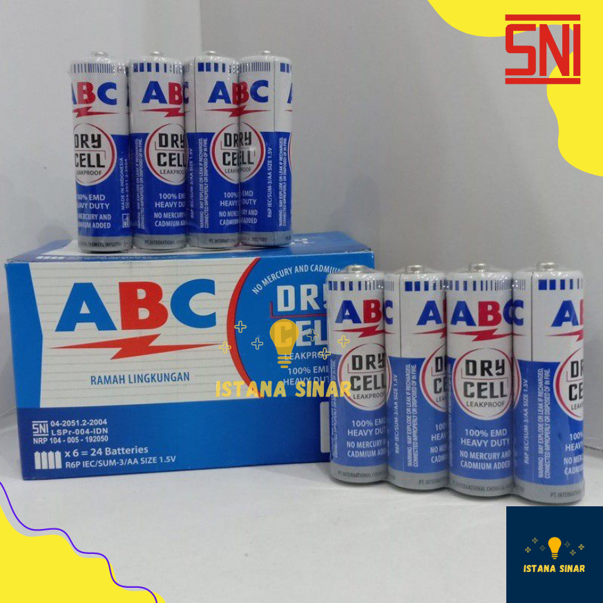 Batu Baterai ABC Biru AA  Batere / Batre ABC AA Kecil (isi 4 PCS atau 1 PCS)