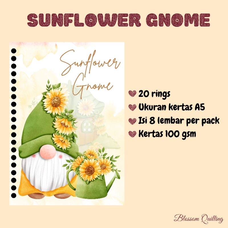 

Kertas Binder A5 / Loose Leaf A5 - Sunflower Gnome (New with Cover)