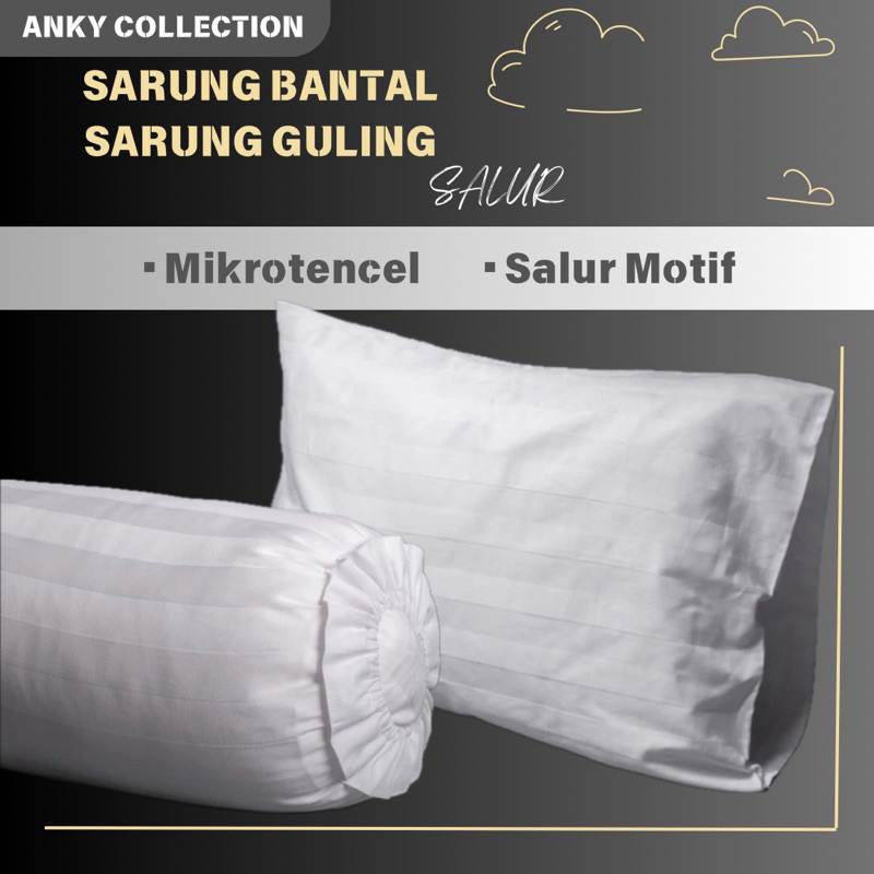 Set Sarung Bantal Tidur - Guling Tidur Salur 100% Katun Halus