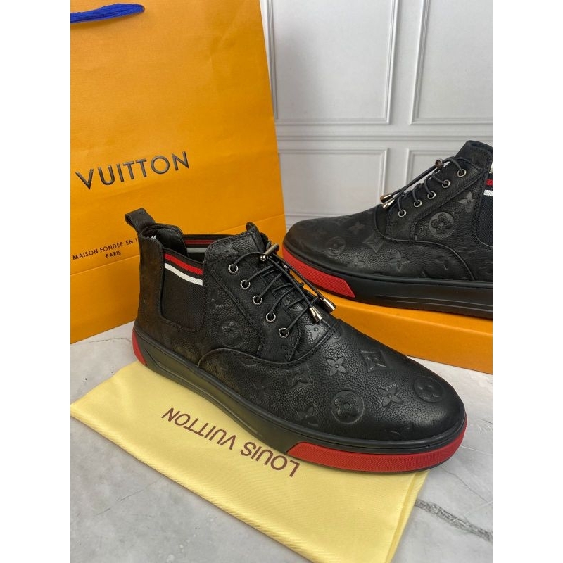 SEPATU SNEAKER PRIA LV0015 MONO EMBOS LEATHER HIGH TOP QUALITY MIROR