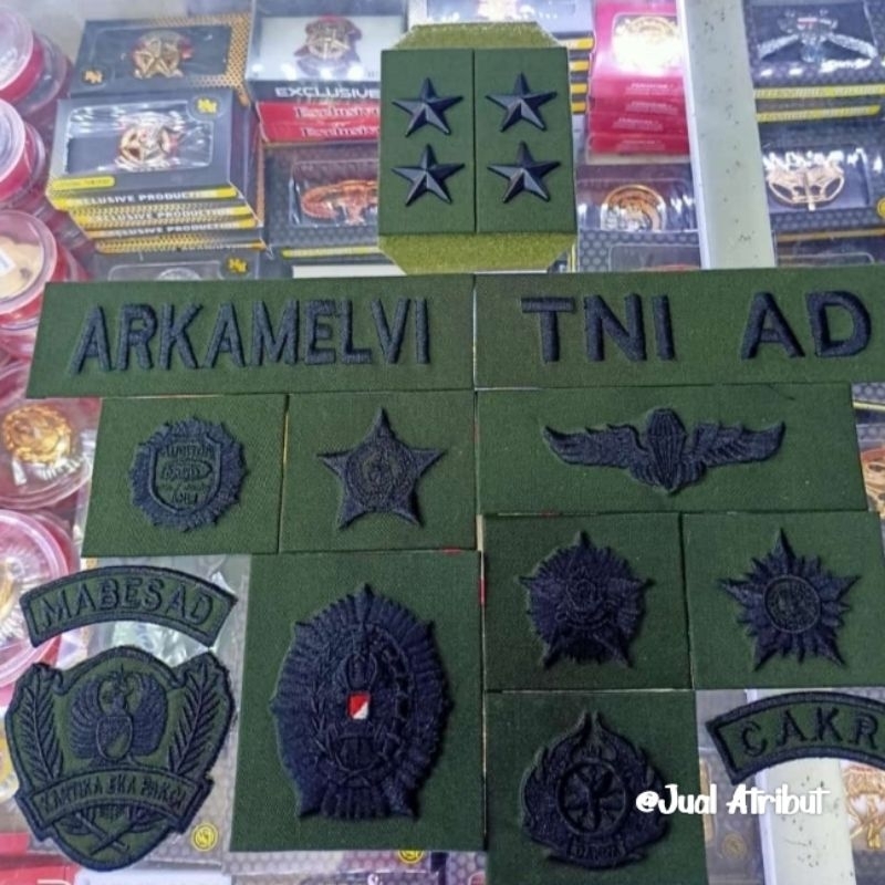 BORDIR Atribut PDL TNI AD/ AL/ AU Papan Nama/ Bet/ Brevet /Lokasi Dll Bordir perkeras ,Per-Set