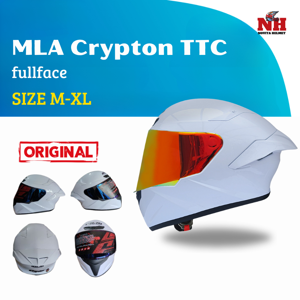 Helm Full Face MLA Crypton TTC Original Solid Standar SNI Helmet Full Face Terbaik Terbaru Bisa COD