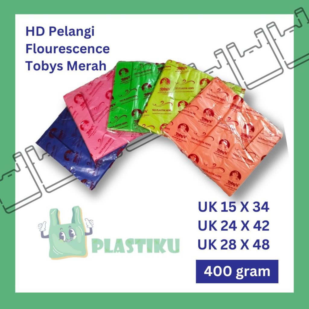 Kantong Kresek HD Pelangi Flourescence Toby's Merah