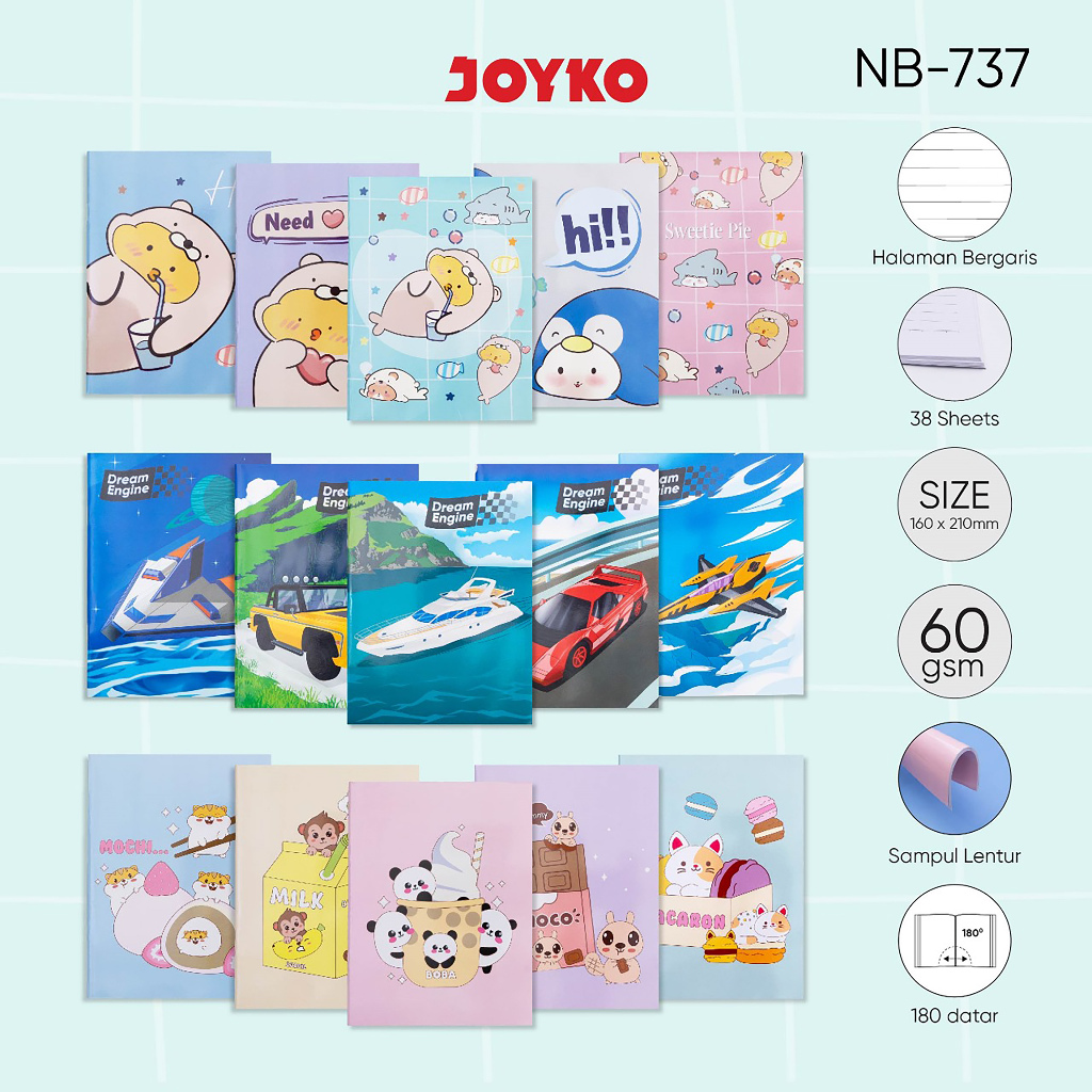 

Notebook Diary Agenda Buku Catatan Bergaris Ruled Joyko NB-737 A5 1 PAK 10 BUKU