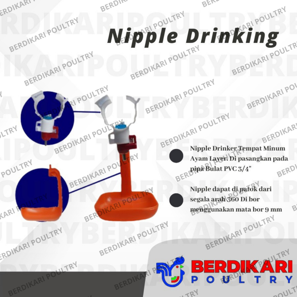 Nipple Drinker Layer Petelur 1 Set/Nipple/Nipel/Napel/Tempat Minum Ayam/Tempat Minum Otomatis - Alat