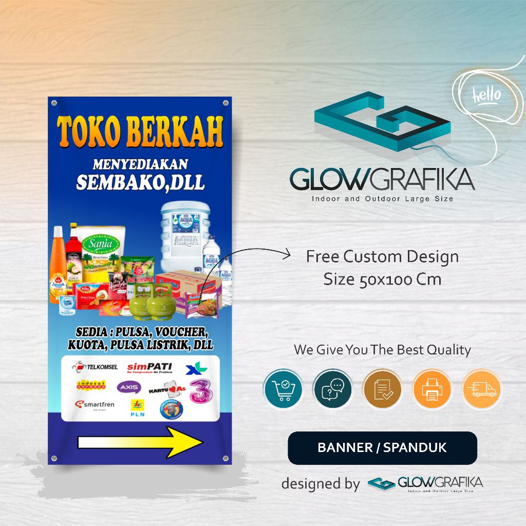 Cetak Spanduk Banner Plang Toko Sembako