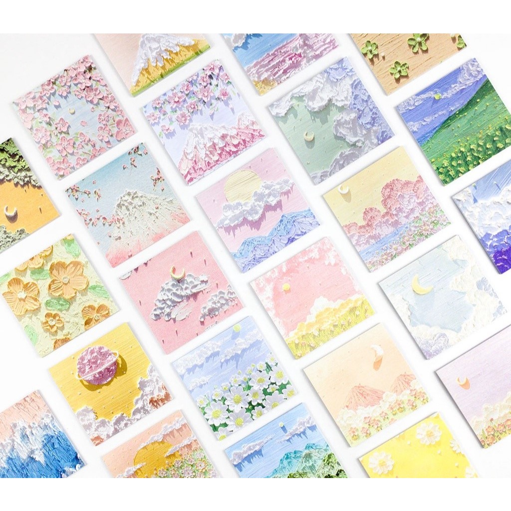 

Kertas Memo Tempel / Sticky Notes Pad Motif 3D Lukisan Alam Cat Minyak Estetik / Lucu / Aesthetic / Esthetic / Cute