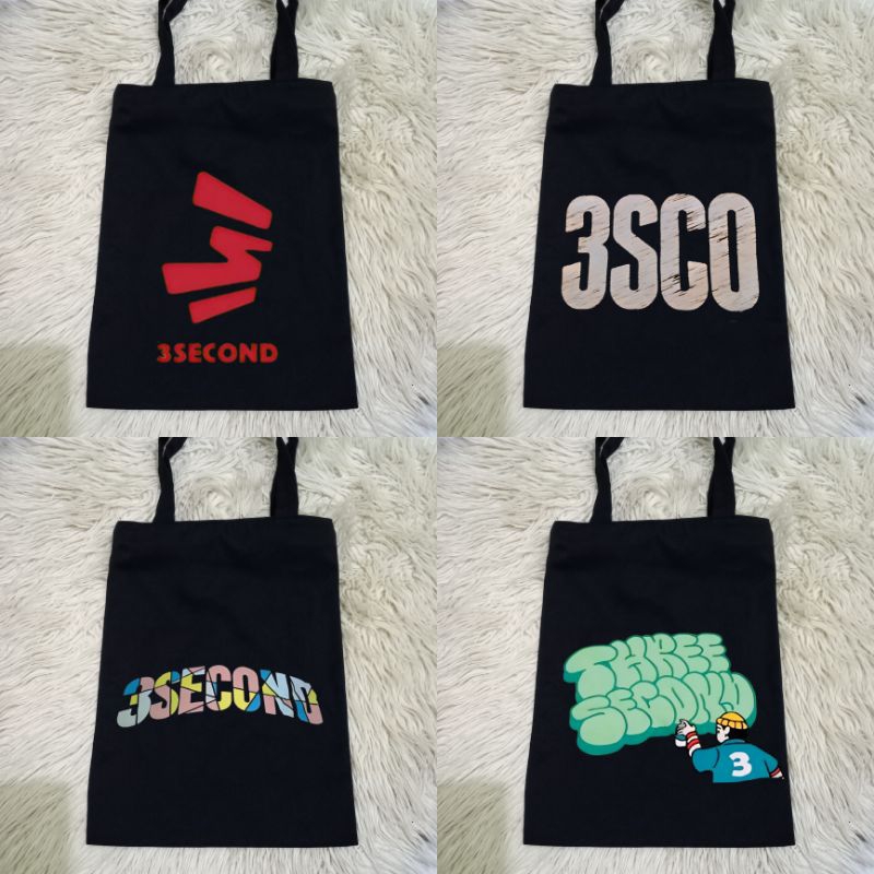 Totebag Distro Three Second Bahan Baby Kanvas Premium Tebal / Tas Jinjing Baby Canvas Distro Three S