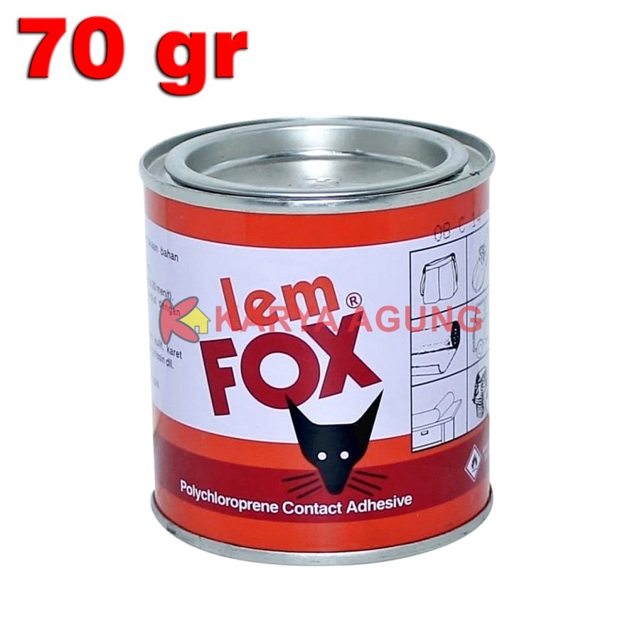 

Lem Kuning FOX merah 70 gram / Lem HPL Edging Karpet Kulit Vinyl 70g 70gr