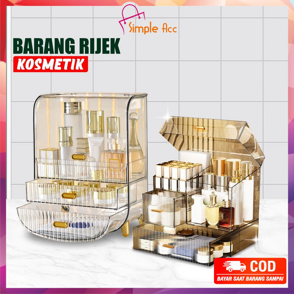 DO-PART 3 Barang Rijek Rak Kosmetik / Kotak Makeup / Tempat Penyimpanan Brush Make Up Multifungsi /