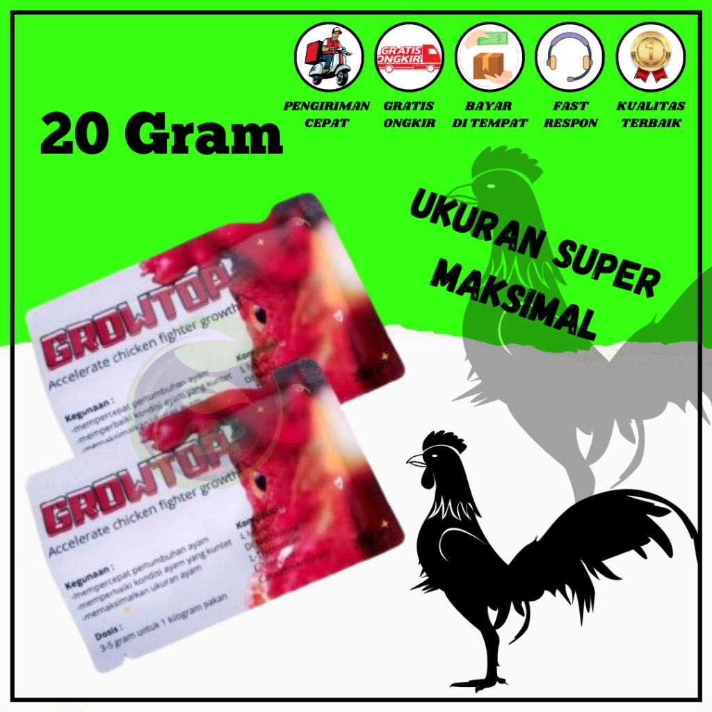 Growtop - Vitamin Pertumbuhan Ayam Aduan Untuk Memaksimalkan Petumbuhan dan Menguatkan Ayam Aduan IN