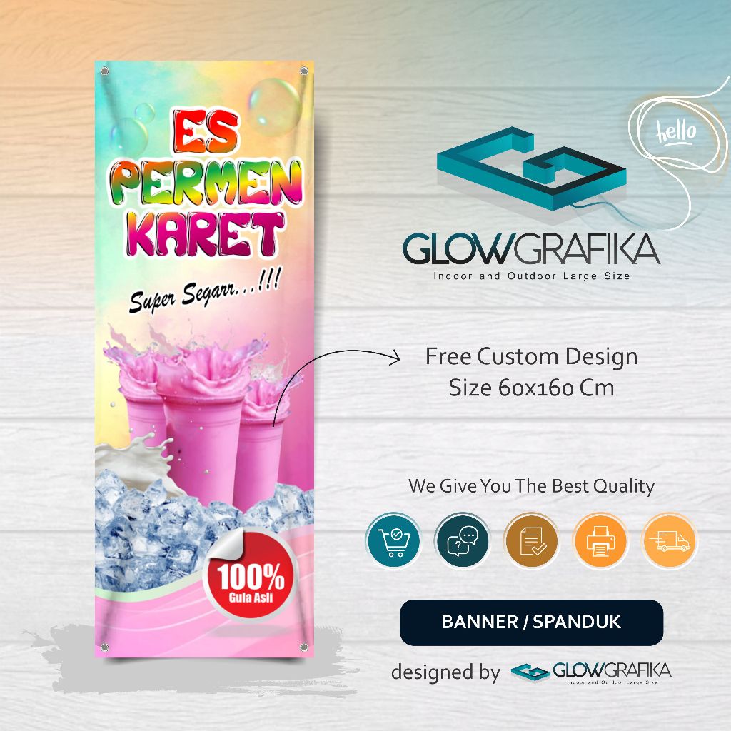 Cetak Spanduk Banner Es Permen Karet Pink