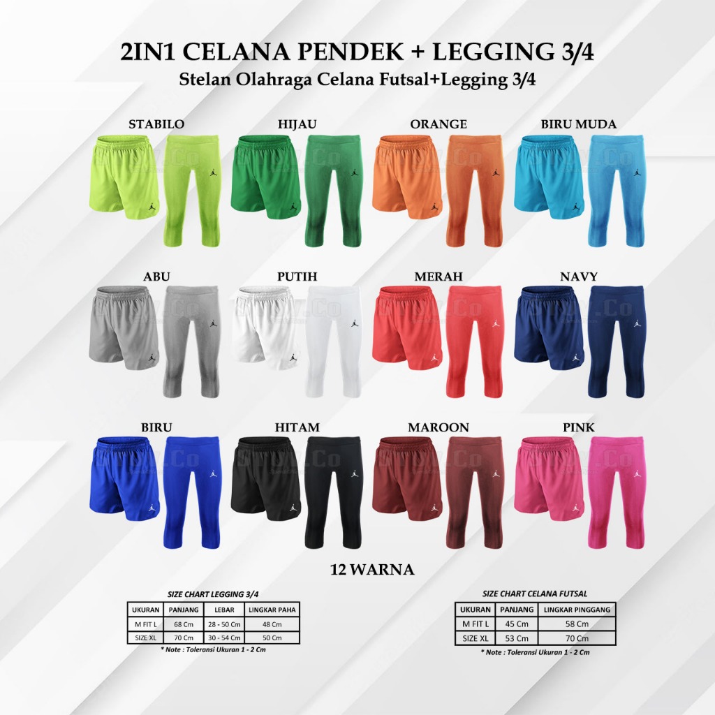 PAKET HEMAT 2IN1 CELANA PENDEK DRYFIT LEGGING BASELAYER 3/4 SEPEDA BAHAN ADEM DAN NYAMAN ELASTIS