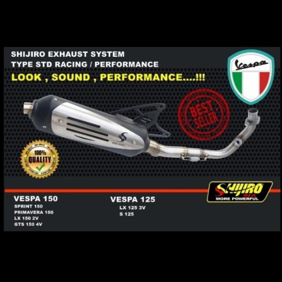 KNALPOT STANDAR RACING VESPA MATIC 125/150 SHIJIRO RACING ORIGINAL