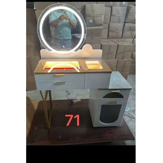 Meja Rias Import Cermin Bulat LED/Meja Rias Minimalis Laci 71