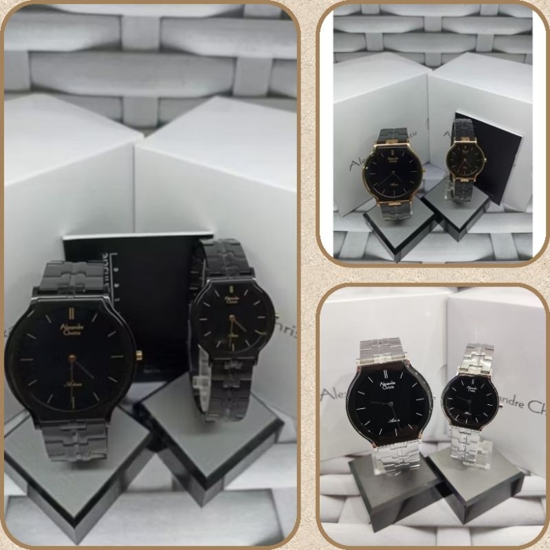 Jam Tangan Couple Alexandre Christie 8410 AC8410 AC 8410 Tali Besi / Stainless steel
