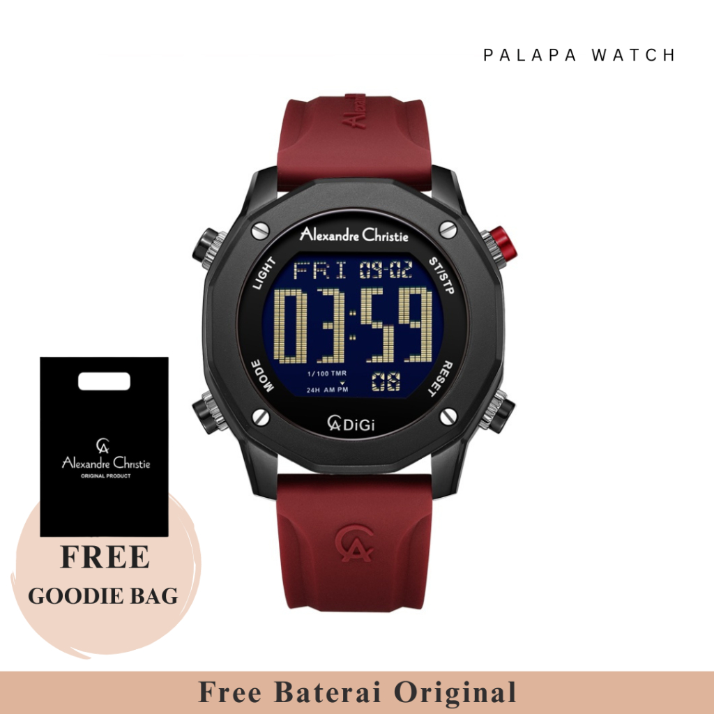 Jam Tangan Pria Alexandre Christie AC 9377 / AC9377 Digital Rubber Original