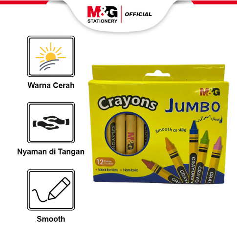 

12 Warna - M&G Round Crayon / Krayon Pastel