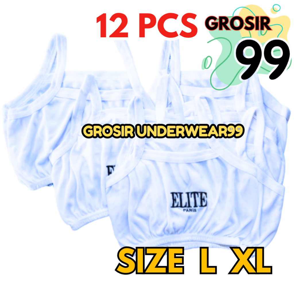 PAKET 12 PCS Miniset Putih Wanita Anak Remaja SD SMP SMA Size L XL Elite GROSIR99