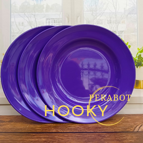 6 Piring melamin Ungu tua piring cekung tebal model bulat 9 inch terlaris