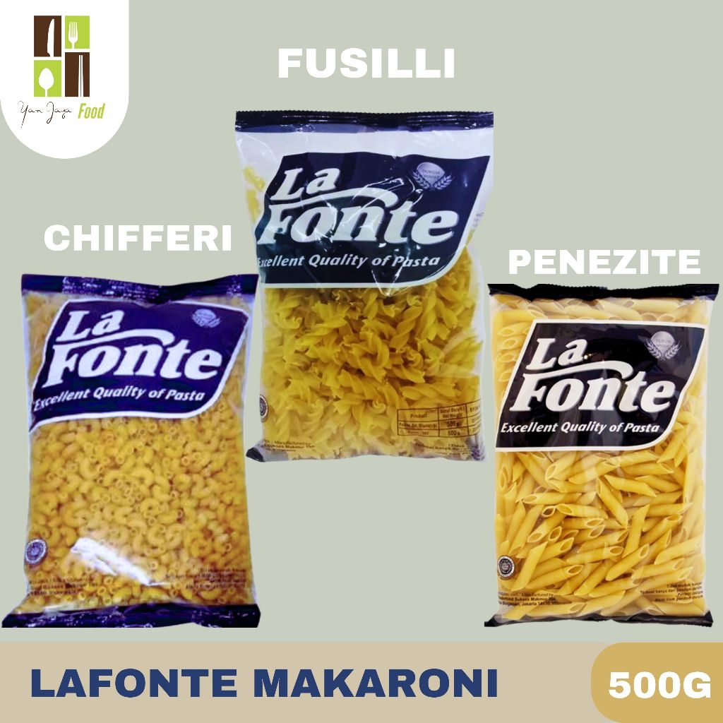 

Lafonte Makaroni Pasta / Fusili / Chifferi / Penezite / Macaroni / Kemasan 500g