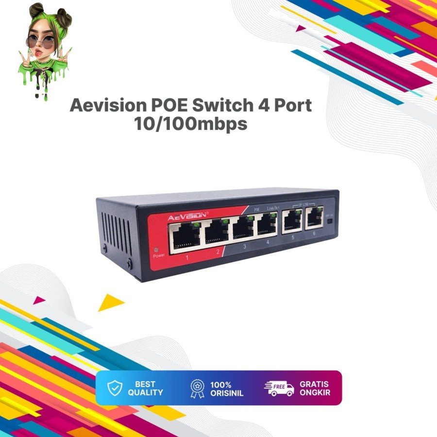 Aevision SWITCH POE HUB POE PORT ALL IP CAM - Aevision 4+2