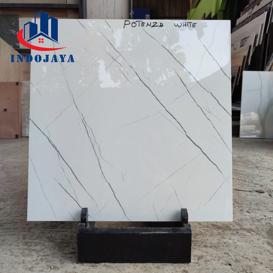 granit 60x60 lantai teras dinding putih motif marmer Glazed Polished