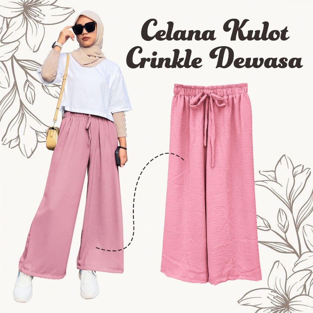 Kulot Panjang Crinkle Perempuan Dewasa Warna Pink