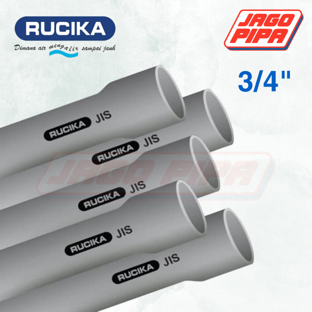 Rucika Pipa JIS AW 3/4 Inch Pipa PVC Air Bersih MOF Abu 4 Meter 3/4" Paralon Abu