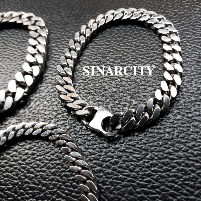 SC Gelang Rantai Stainless Steel Silver Putih Premium | Gelang Rantai Baja Anti Karat  | COD | Gelan