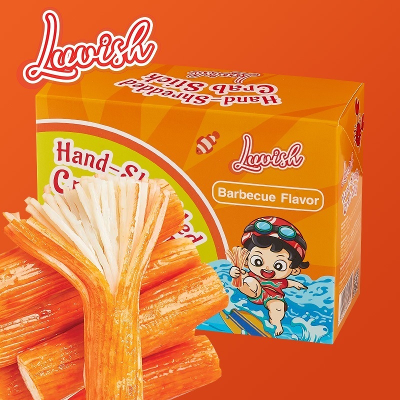 

LUVISH | CRAB STICK SPICY FLAVOR | CRAB STICK BARBECUE FLAVOR | 15GR x 20 PCS CRAB STICK SIAP MAKAN TANPA DI MASAK