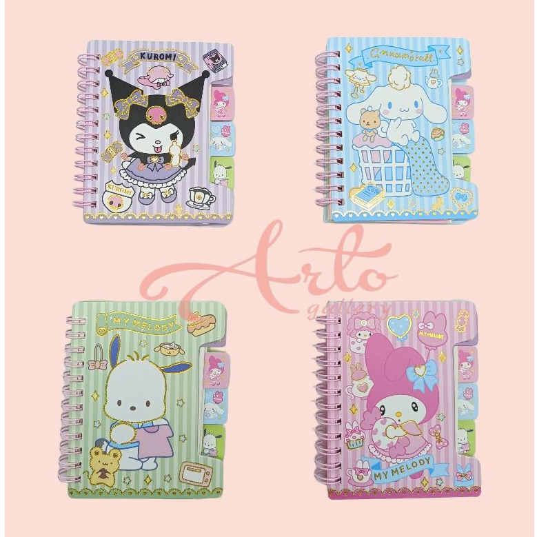 

NOTEBOOK RING PREMIUM TEBAL HARDCOVER MOTIF SANRIO WITH BOOKMARK / DIARY BOOK SANRIO