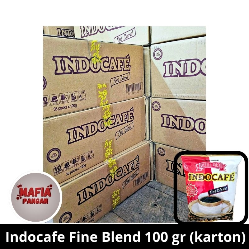 

Kopi Indocafe Fine Blend 100 gram 1 karton isi (36 pcs)