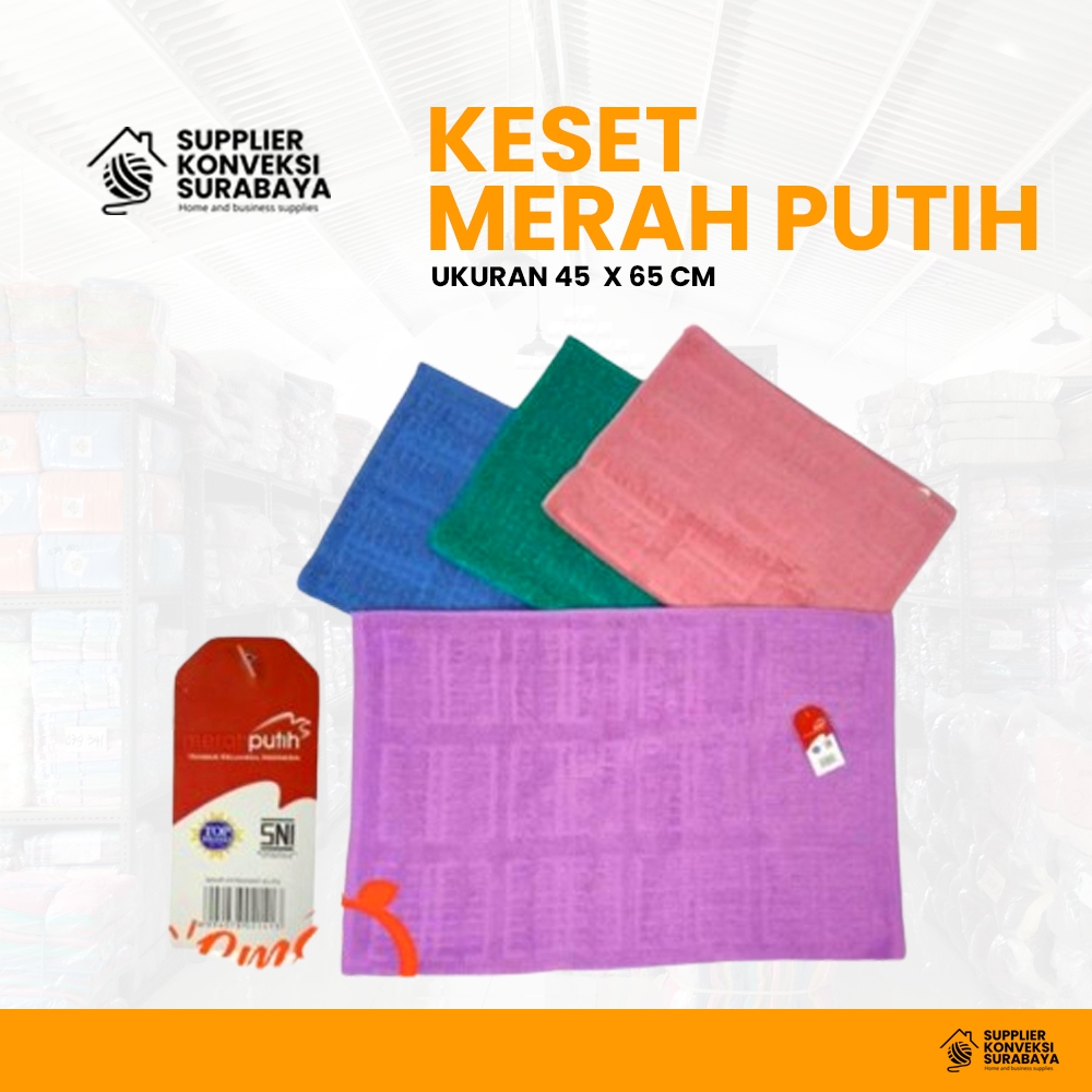 Keset Merah Putih Emboss - Keset kaki - keset tebal - keset antislip - keset handuk merah putih - Su