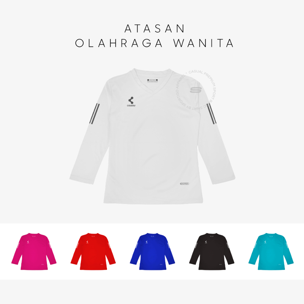 Baju Olahraga Wanita Muslim Lengan Panjang Training Running Fitness Senam Aerobic Gym Voli Badminton