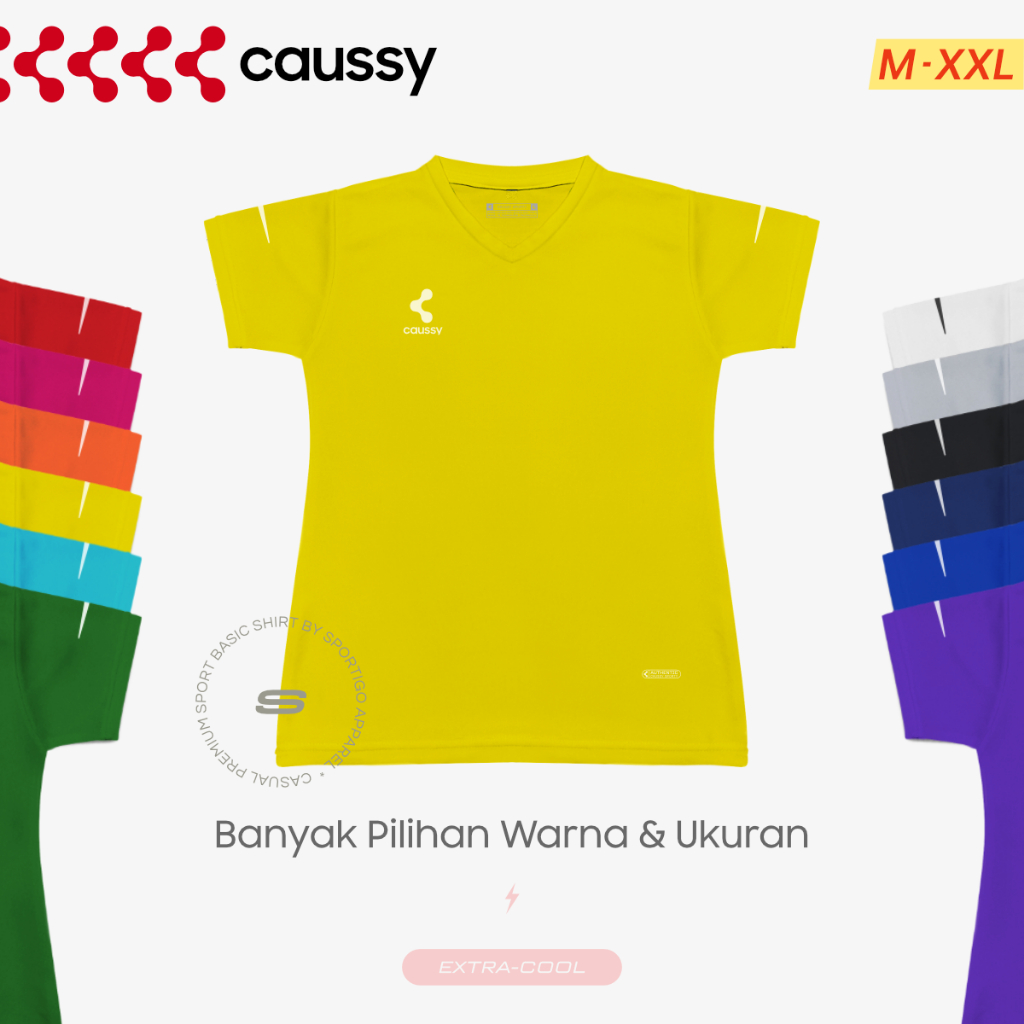 Atasan Baju Kaos Olahraga Wanita Fitness Gym Aerobic Senam Running Lari Casual Polos Caussy