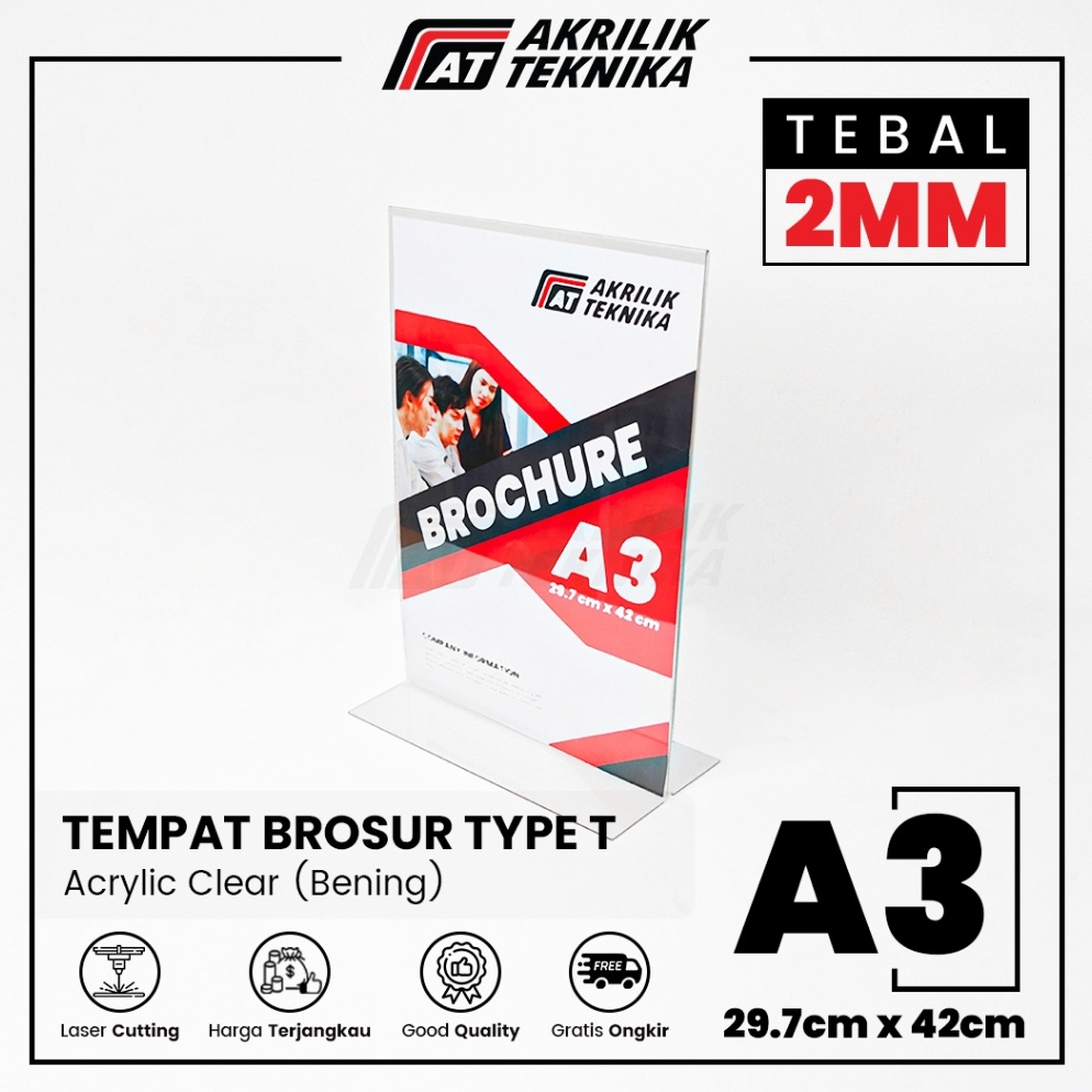 

KODE K54L Tempat Brosur Akrilik Tent Card Holder Portrait T Ukuran A3 2mm