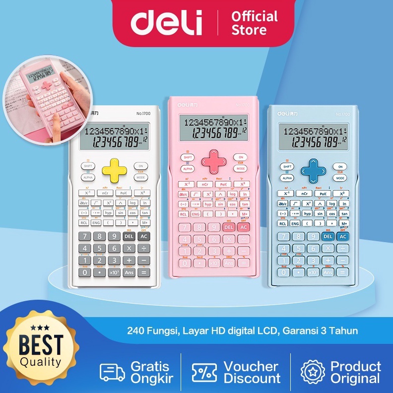 

KODE S54G Deli Scientific Calculator kalkulator 24 fungsi 17