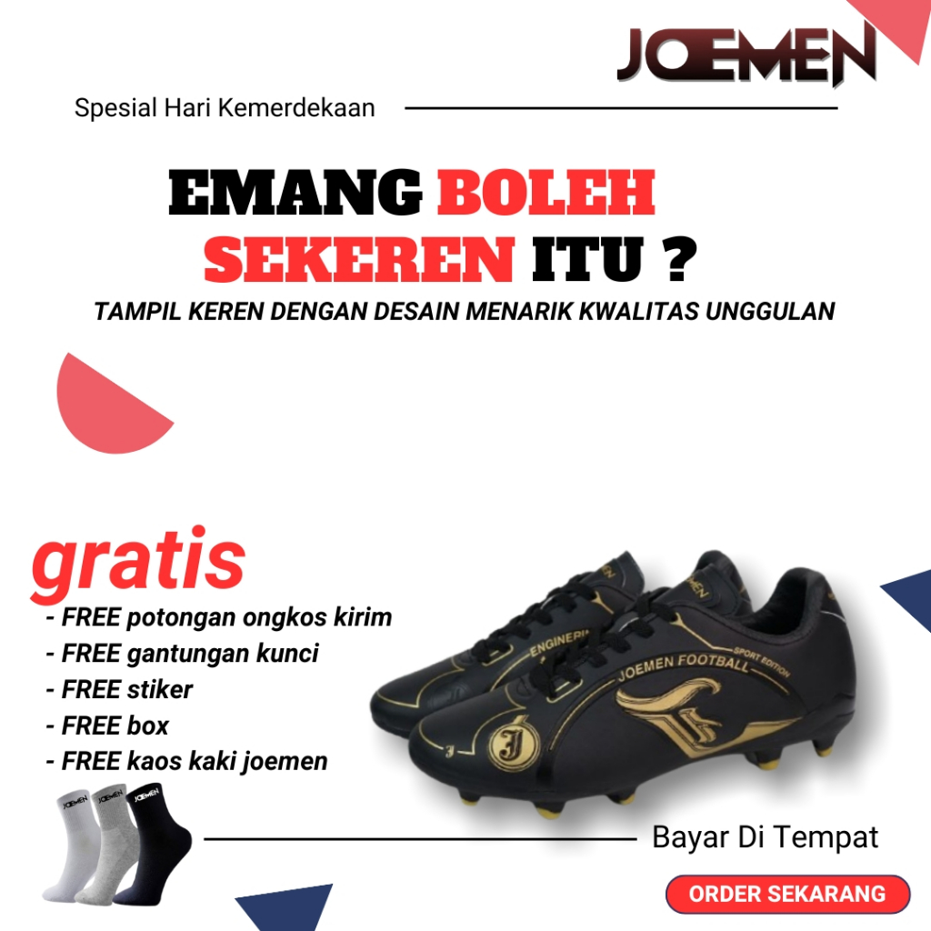 Joemen Shoes Sepatu Olahraga Sepak Bola Pria Original 100% Kulit Sintetis Mutiara Prada Import J 86