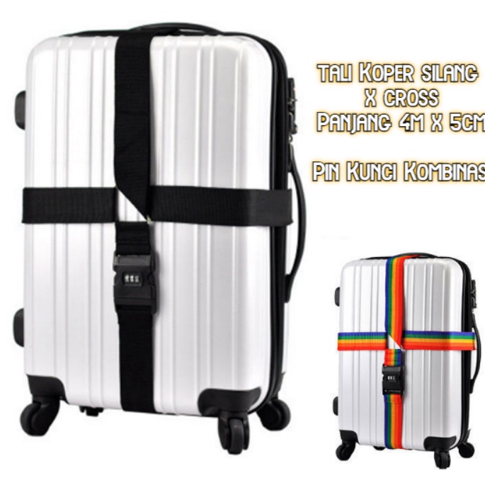 KODE W12H 4m X Cross Tali koper silang kunci kombinasi luggage strap belt
