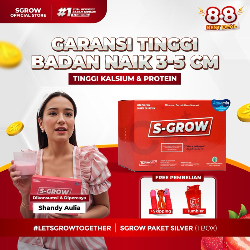 

S GROW - Susu Peninggi Badan Terbaik untuk Remaja dan Dewasa FREE SKIPPING & TUMBLER