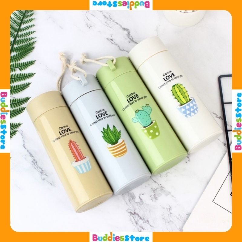 Botol Kaca Kaktus / Botol Air Minum Motif CACTUS LOVE
