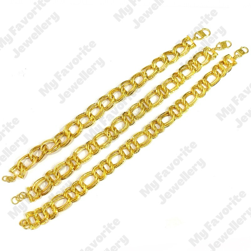 Gelang Sisik Naga Rantai Double EMAS ASLI Kadar 700 16K