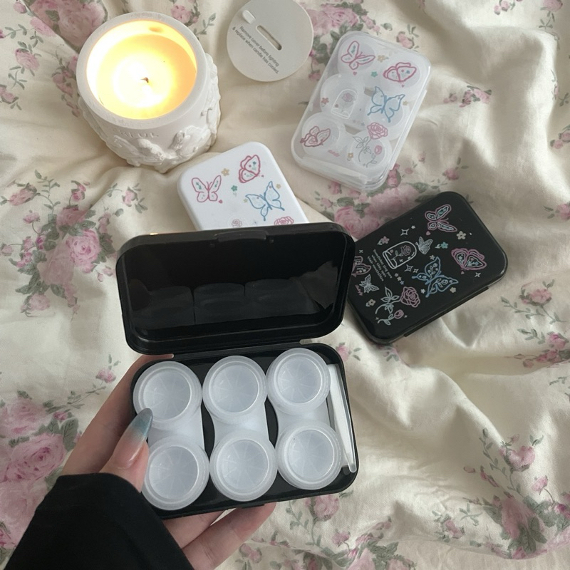 tempat softlens isi 3 pasang set dengan capitan dan alat pakai / kotak soflen travel wadah lensa kon